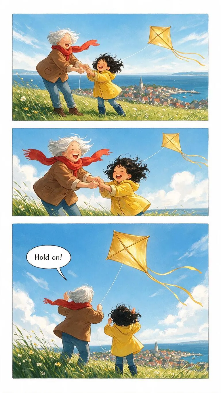 The kite story as a webtoon page.